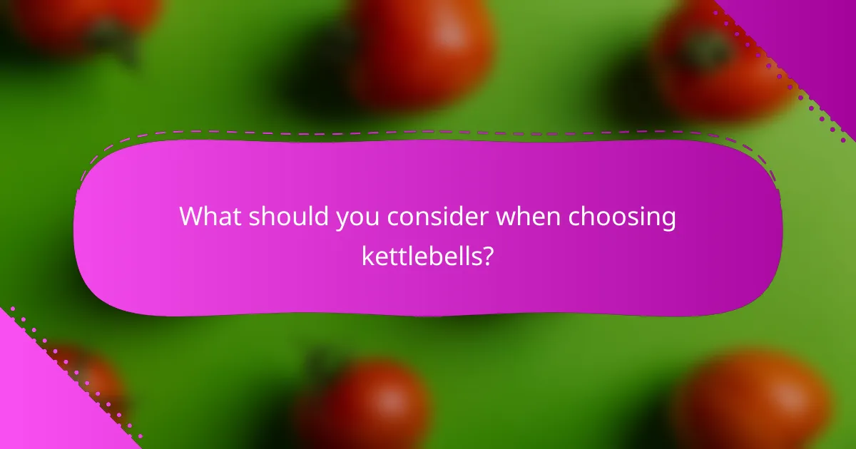 What should you consider when choosing kettlebells?
